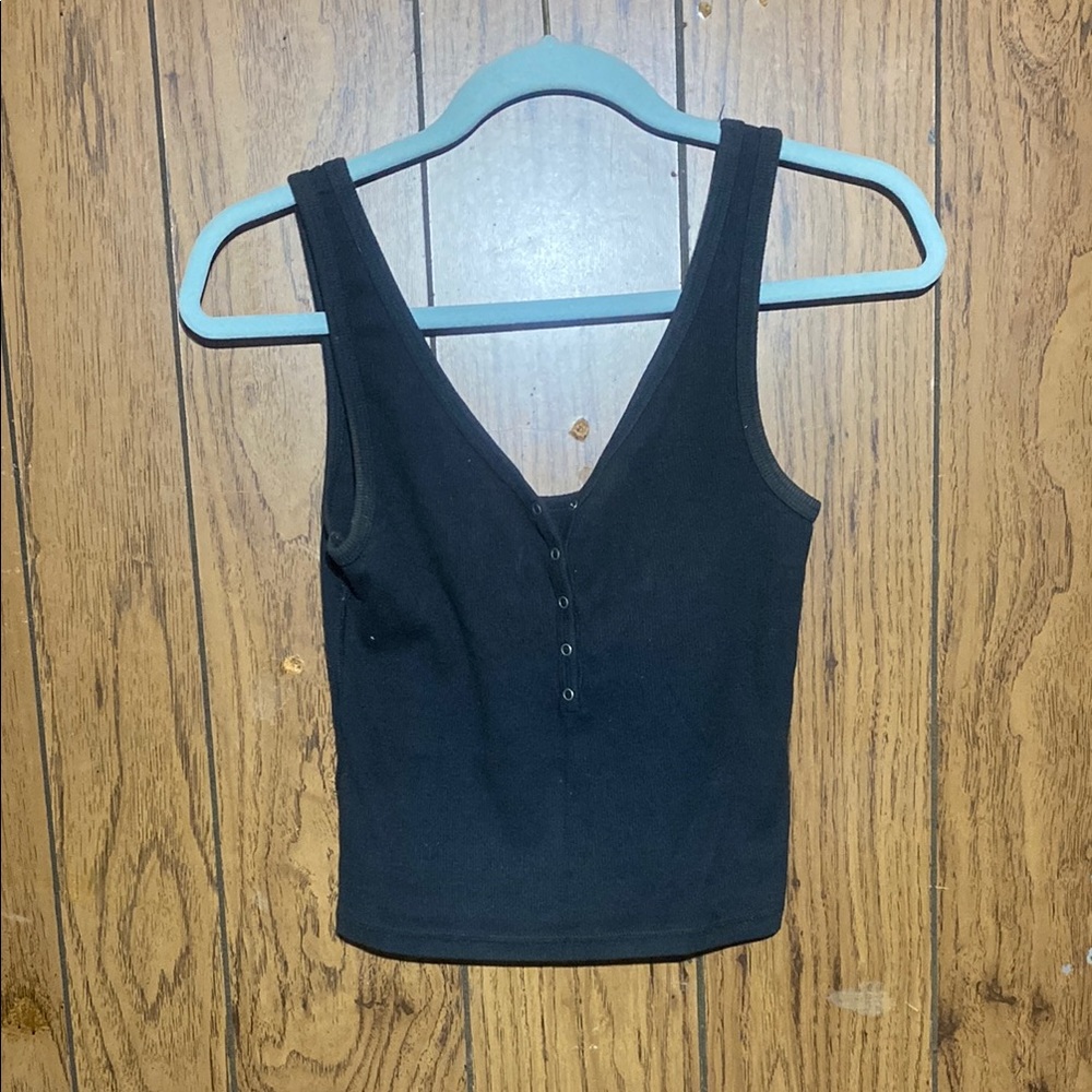 Abercrombie & Fitch Black Sleeveless Fitted Crop Tank